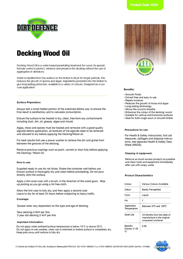 Decking Wood Oil Datasheet PDF 